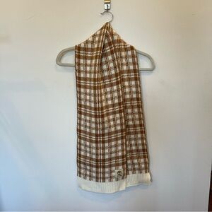 Timberland Unisex Classic Plaid Knit Rectangle Fall Winter Scarf Tan White